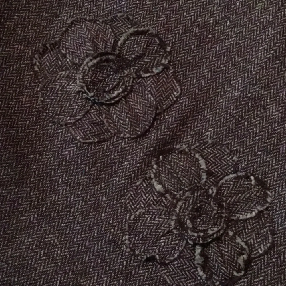 GEORGE Brown & Cream Tweed Skirt with Flower Detail NWOT